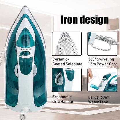 Electric Iron Portable Mini Garment Steamer Steam Iron For Clothing Iron Adjustable Ceramic Soleplate Iron For Ironing Sonifer upscaleclicks