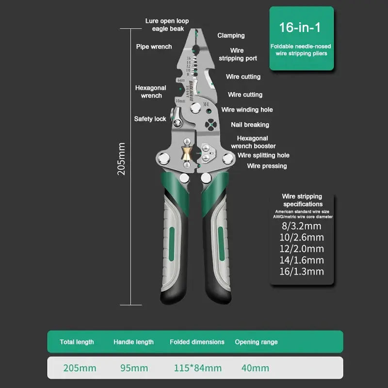 Electrician Wire Crimper Peeler Pliers Cables Stripping multifunctional Press Plier Terminal Crimping Gross Side Cutting Tool upscaleclicks