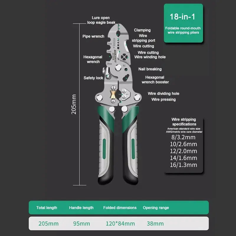 Electrician Wire Crimper Peeler Pliers Cables Stripping multifunctional Press Plier Terminal Crimping Gross Side Cutting Tool upscaleclicks