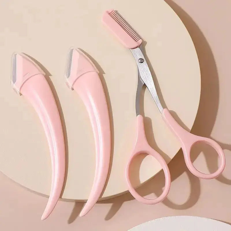 Eyebrow Trimmer Set, Curved Eyebrow Razor, Eyebrow Scissors With Comb, Convenient Easy Beauty Tools For Beginners upscaleclicks