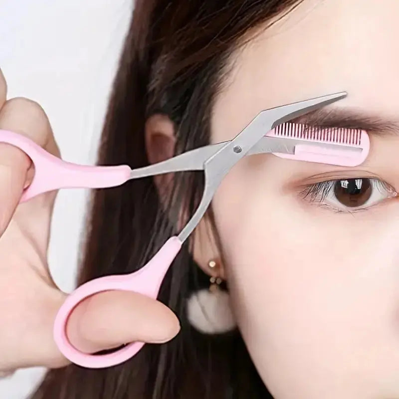Eyebrow Trimmer Set, Curved Eyebrow Razor, Eyebrow Scissors With Comb, Convenient Easy Beauty Tools For Beginners upscaleclicks