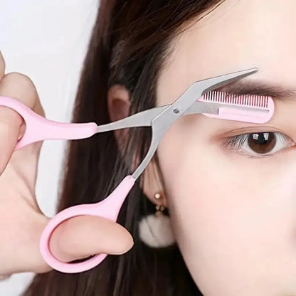 Eyebrow Trimmer Set, Curved Eyebrow Razor, Eyebrow Scissors With Comb, Convenient Easy Beauty Tools For Beginners upscaleclicks