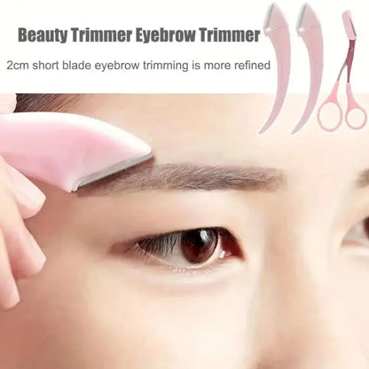 Eyebrow Trimmer Set, Curved Eyebrow Razor, Eyebrow Scissors With Comb, Convenient Easy Beauty Tools For Beginners upscaleclicks
