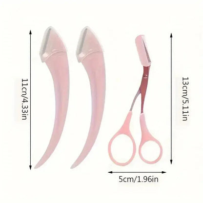 Eyebrow Trimmer Set, Curved Eyebrow Razor, Eyebrow Scissors With Comb, Convenient Easy Beauty Tools For Beginners upscaleclicks