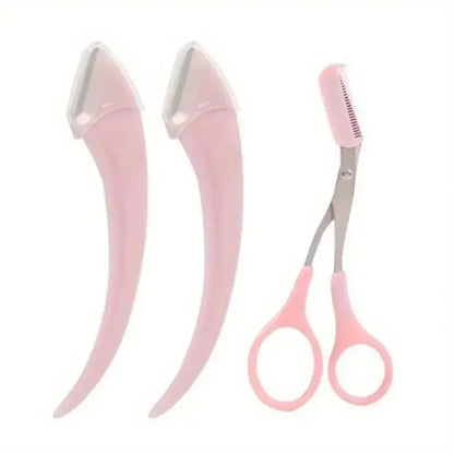 Eyebrow Trimmer Set, Curved Eyebrow Razor, Eyebrow Scissors With Comb, Convenient Easy Beauty Tools For Beginners upscaleclicks