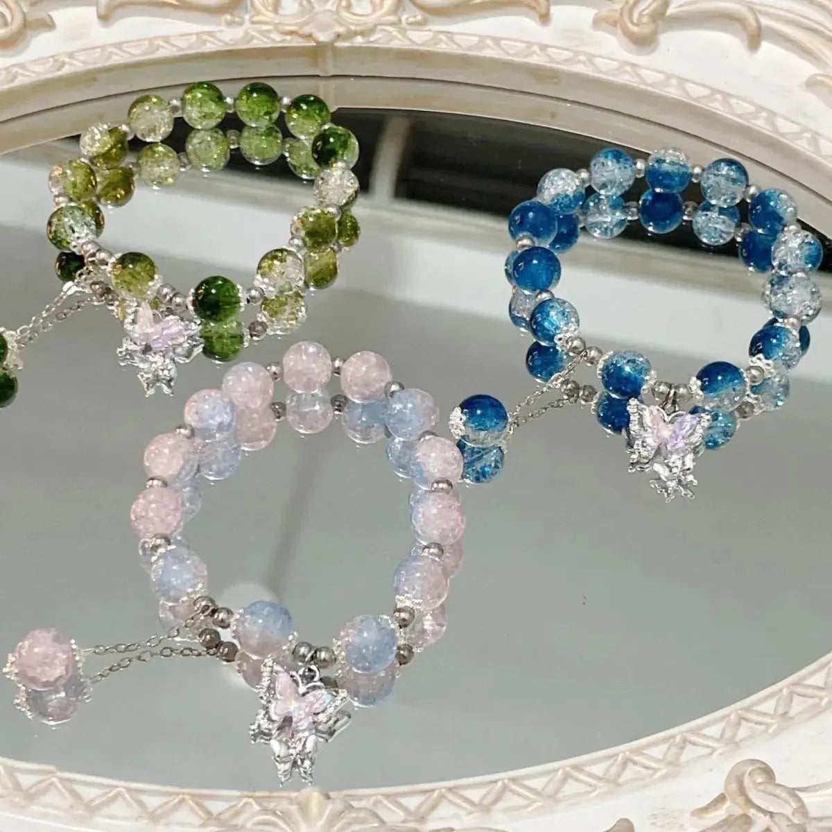 Fashion Simple Butterfly Chain Bead Bracelet for Women Fantasy Blue Crystal Beads Zircon Bracelet Party Aesthetic Egirl Jewelry upscaleclicks