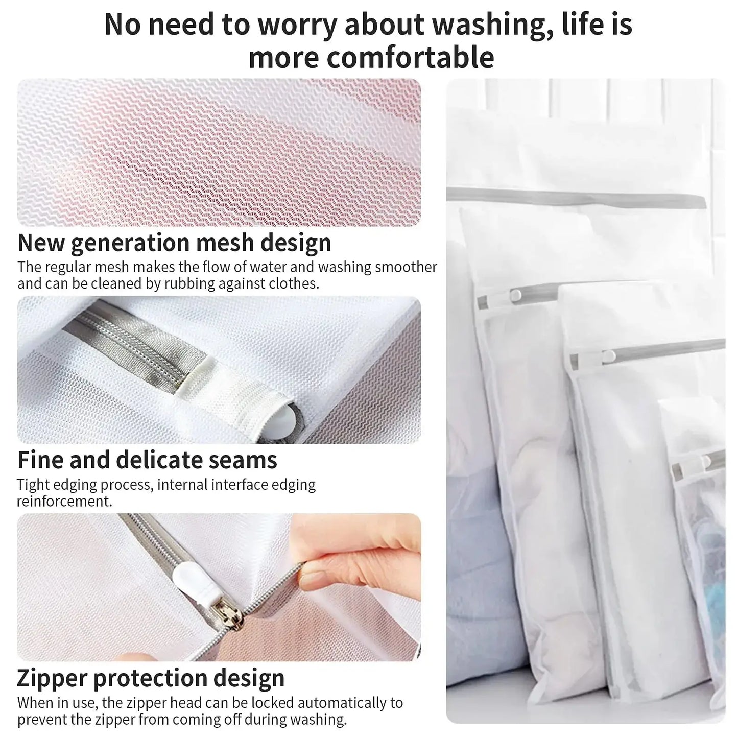 Fine Net Laundry Bag Clothing Care Washing Machines Dirty Laundry Basket Travel Shoes Mesh Bags Woman Bra Clothes Organizer upscaleclicks