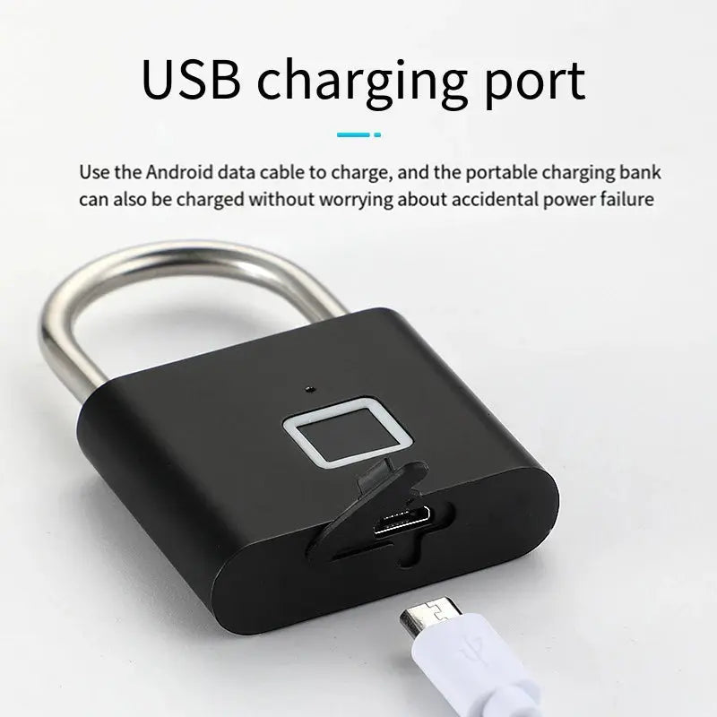 Fingerprint Padlock Locker Lock Smart Pad Lock Waterproof Small Portable Padlock with USB Charging for Locker   Luggage Suitcas upscaleclicks
