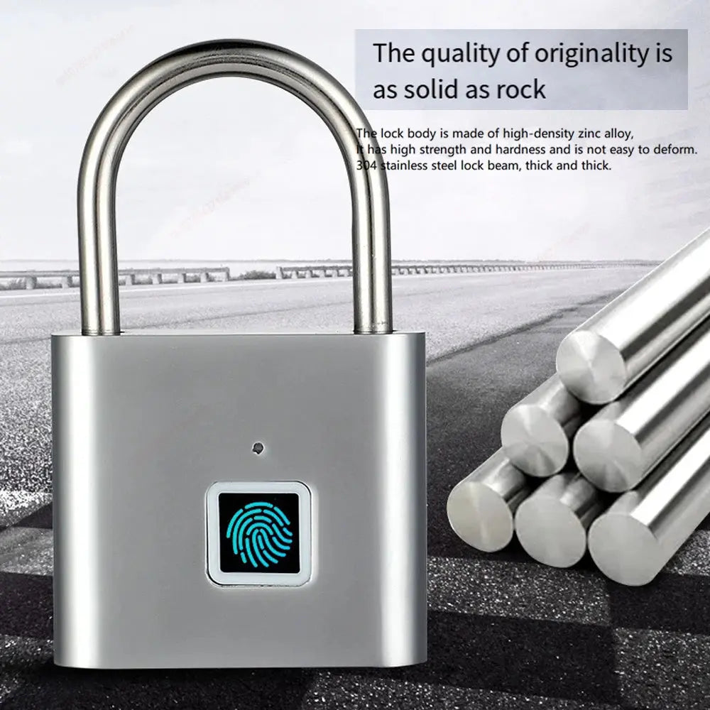 Fingerprint Padlock Locker Lock Smart Pad Lock Waterproof Small Portable Padlock with USB Charging for Locker   Luggage Suitcas upscaleclicks