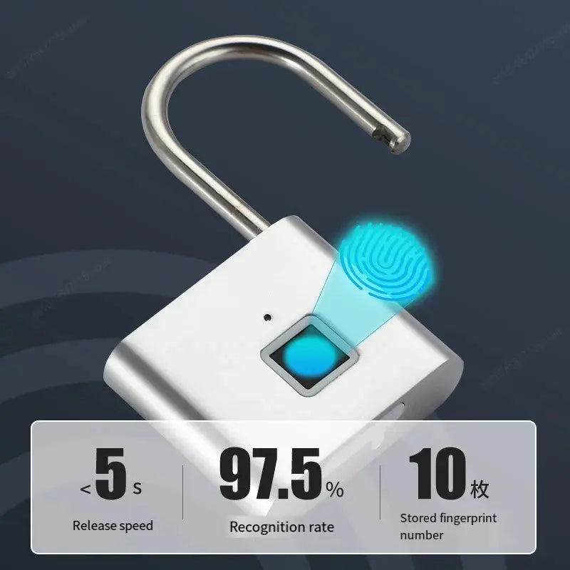 Fingerprint Padlock Locker Lock Smart Pad Lock Waterproof Small Portable Padlock with USB Charging for Locker   Luggage Suitcas upscaleclicks