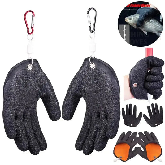 Fishing Gloves Anti-Slip Protect Hand from Puncture Scrapes Fisherman Professional Catch Fish Latex Hunting Gloves Left/Right upscaleclicks