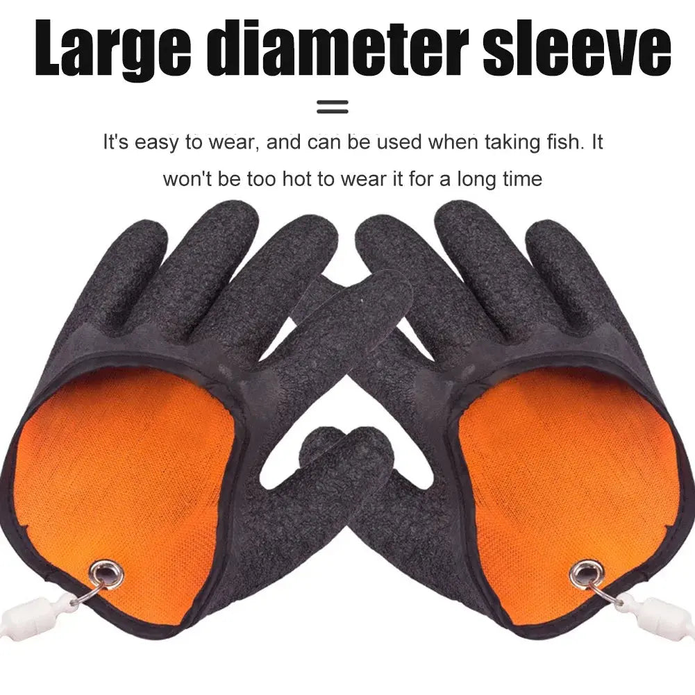 Fishing Gloves Anti-Slip Protect Hand from Puncture Scrapes Fisherman Professional Catch Fish Latex Hunting Gloves Left/Right upscaleclicks