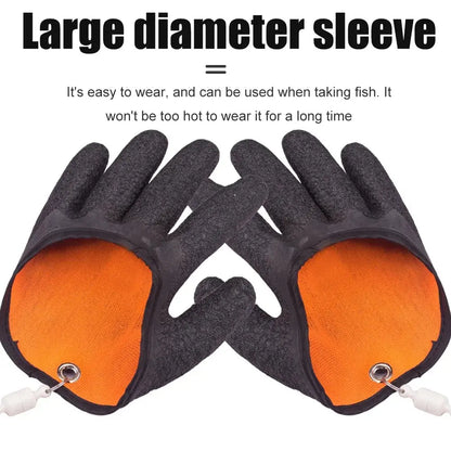 Fishing Gloves Anti-Slip Protect Hand from Puncture Scrapes Fisherman Professional Catch Fish Latex Hunting Gloves Left/Right upscaleclicks