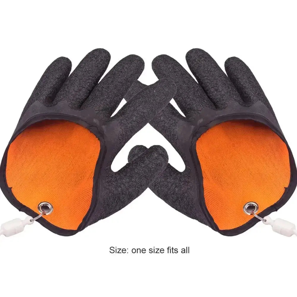 Fishing Gloves Anti-Slip Protect Hand from Puncture Scrapes Fisherman Professional Catch Fish Latex Hunting Gloves Left/Right upscaleclicks