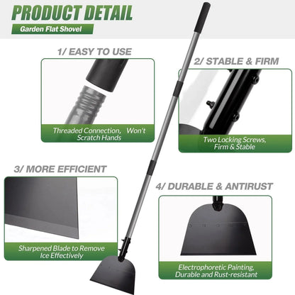 Flat Shovel Snow Shovel Ice Scraper Floor Scraper Outdoor Garden Cleaning Shovel Ice Shovel for Driveway Weeds Removal Tools upscaleclicks