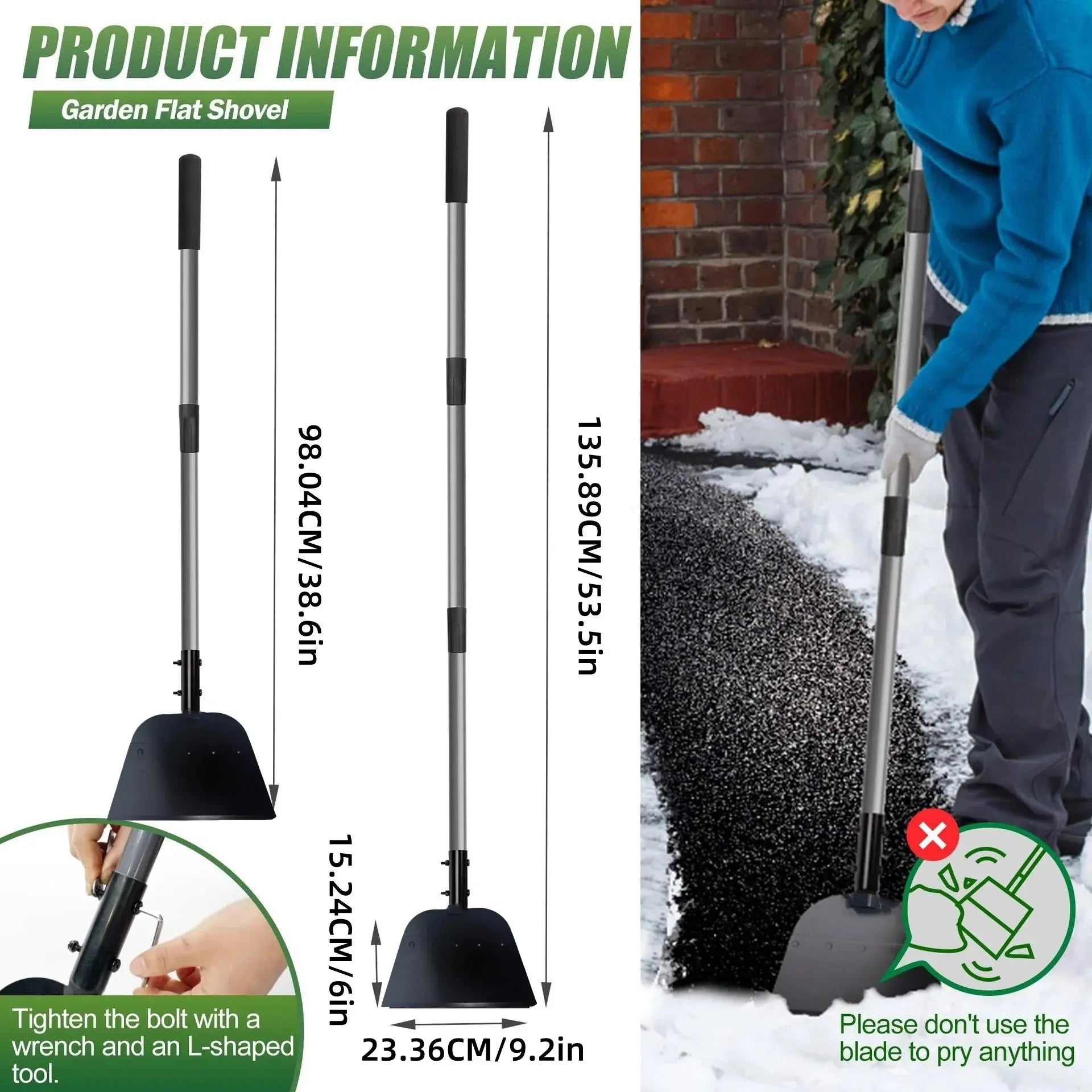 Flat Shovel Snow Shovel Ice Scraper Floor Scraper Outdoor Garden Cleaning Shovel Ice Shovel for Driveway Weeds Removal Tools upscaleclicks