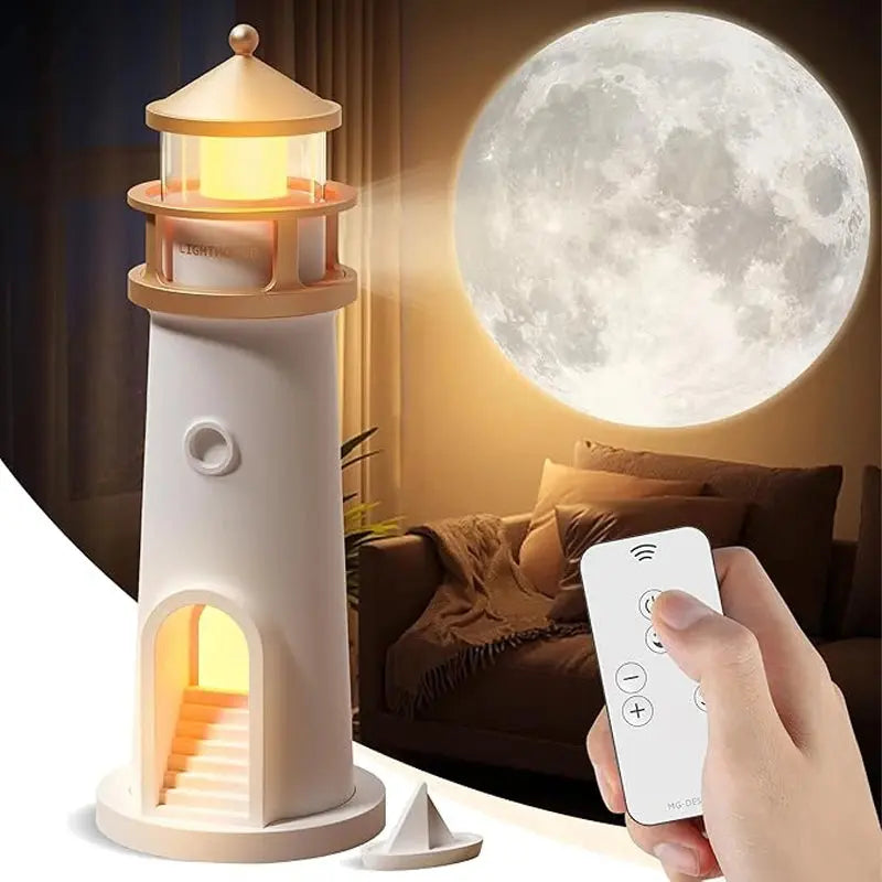 Floating Moon Lamp Projection Lighthouse Lamps Night Light Remote Control Bluetooth Speakers Motion Sensor Light Room Decor Gift upscaleclicks