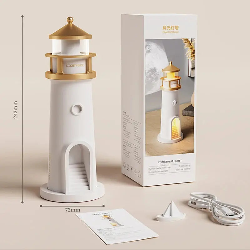 Floating Moon Lamp Projection Lighthouse Lamps Night Light Remote Control Bluetooth Speakers Motion Sensor Light Room Decor Gift upscaleclicks