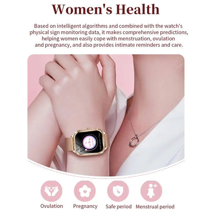For Xiaomi Huawei New Women Smart Watch Heart Rate Blood Pressure Monitor Music Playback AI Voice Sports BT Calling SmartWatch upscaleclicks