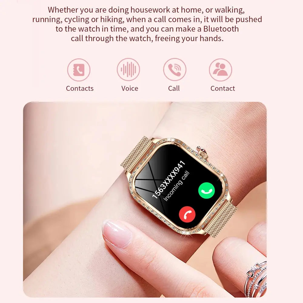 For Xiaomi Huawei New Women Smart Watch Heart Rate Blood Pressure Monitor Music Playback AI Voice Sports BT Calling SmartWatch upscaleclicks