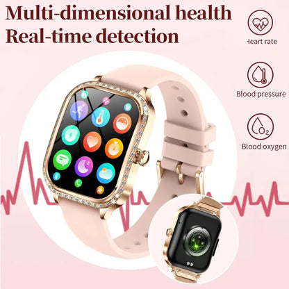 For Xiaomi Huawei New Women Smart Watch Heart Rate Blood Pressure Monitor Music Playback AI Voice Sports BT Calling SmartWatch upscaleclicks