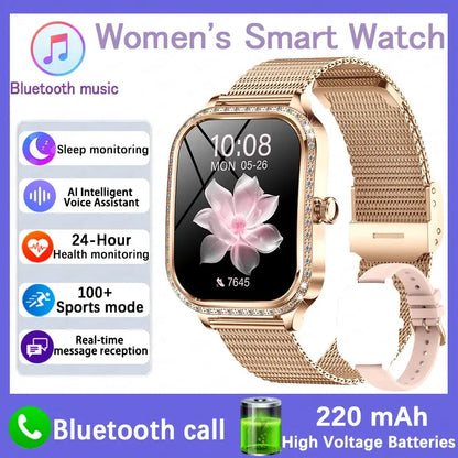 For Xiaomi Huawei New Women Smart Watch Heart Rate Blood Pressure Monitor Music Playback AI Voice Sports BT Calling SmartWatch upscaleclicks