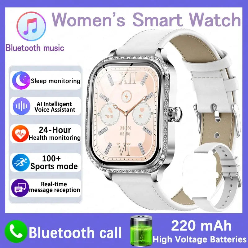 For Xiaomi Huawei New Women Smart Watch Heart Rate Blood Pressure Monitor Music Playback AI Voice Sports BT Calling SmartWatch upscaleclicks