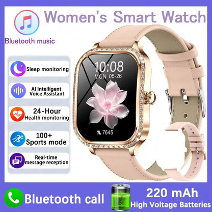 For Xiaomi Huawei New Women Smart Watch Heart Rate Blood Pressure Monitor Music Playback AI Voice Sports BT Calling SmartWatch upscaleclicks