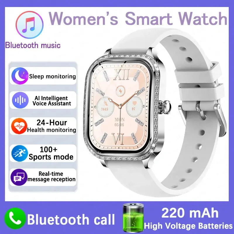 For Xiaomi Huawei New Women Smart Watch Heart Rate Blood Pressure Monitor Music Playback AI Voice Sports BT Calling SmartWatch upscaleclicks