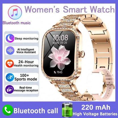 For Xiaomi Huawei New Women Smart Watch Heart Rate Blood Pressure Monitor Music Playback AI Voice Sports BT Calling SmartWatch upscaleclicks
