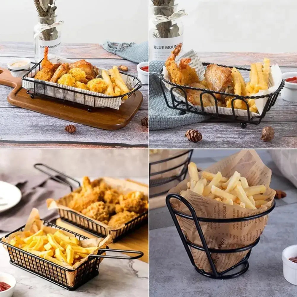 French Fries Basket Snack Bucket Chip Fried Chicken Storage Basket Food Frying Basket Oil Strainer Creative Tableware Container upscaleclicks