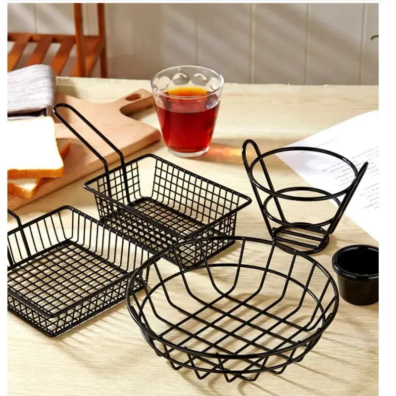 French Fries Basket Snack Bucket Chip Fried Chicken Storage Basket Food Frying Basket Oil Strainer Creative Tableware Container upscaleclicks