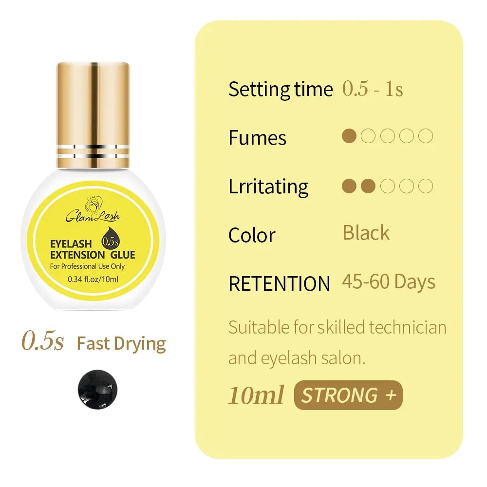 GLAMLASH 0.3-2 Sec Dry Eyelash Extension Glue Individual False Lashes Black Adhesive Kit for Professional Use upscaleclicks