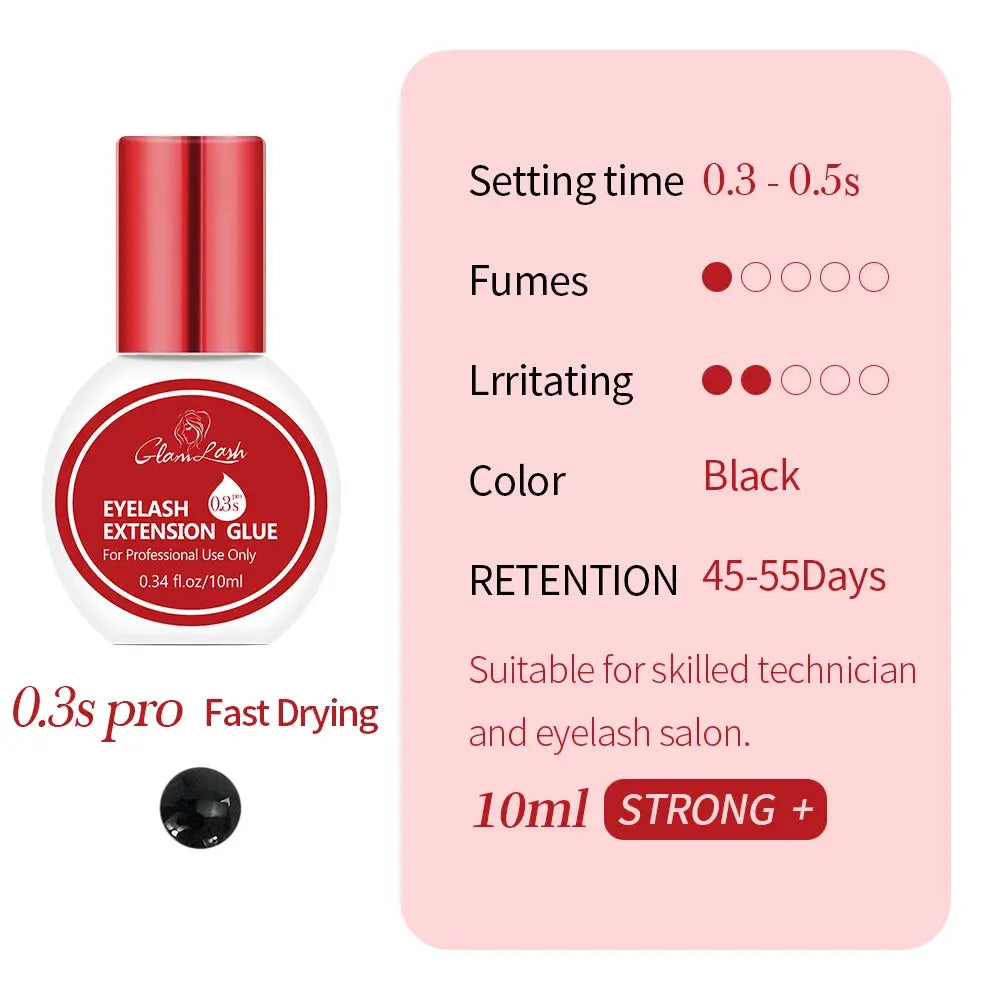 GLAMLASH 0.3-2 Sec Dry Eyelash Extension Glue Individual False Lashes Black Adhesive Kit for Professional Use upscaleclicks