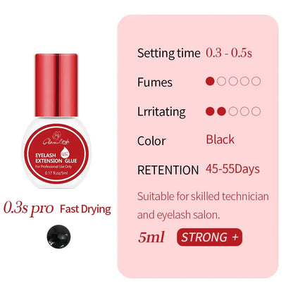 GLAMLASH 0.3-2 Sec Dry Eyelash Extension Glue Individual False Lashes Black Adhesive Kit for Professional Use upscaleclicks