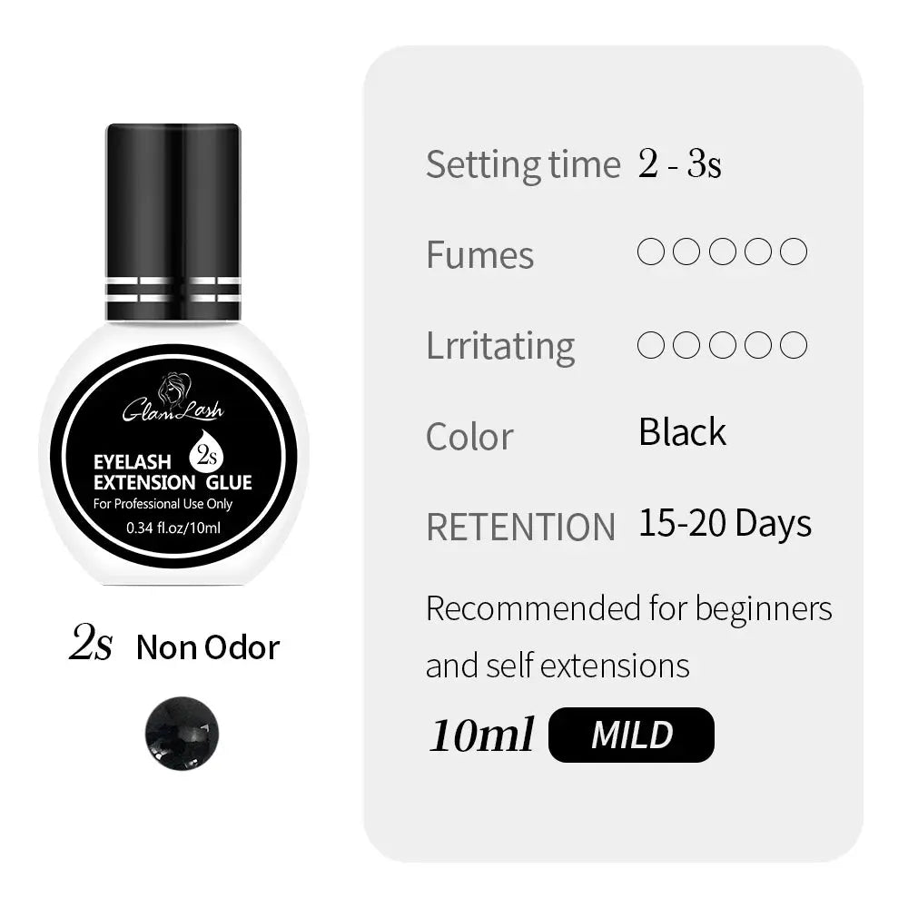GLAMLASH 0.3-2 Sec Dry Eyelash Extension Glue Individual False Lashes Black Adhesive Kit for Professional Use upscaleclicks