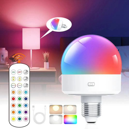 HPH Rechargeable Light Bulbs Remote Control Battery Operated Light Bulb with Timer, Dimmable, 3 Color Temperatures upscaleclicks