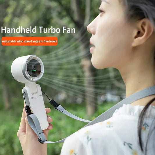 Hanging Neck Outdoor 180 Degree Folding Desktop Mini Electric Fan Hand-held Folding High-speed Powerful Turbo Fan 2025 upscaleclicks