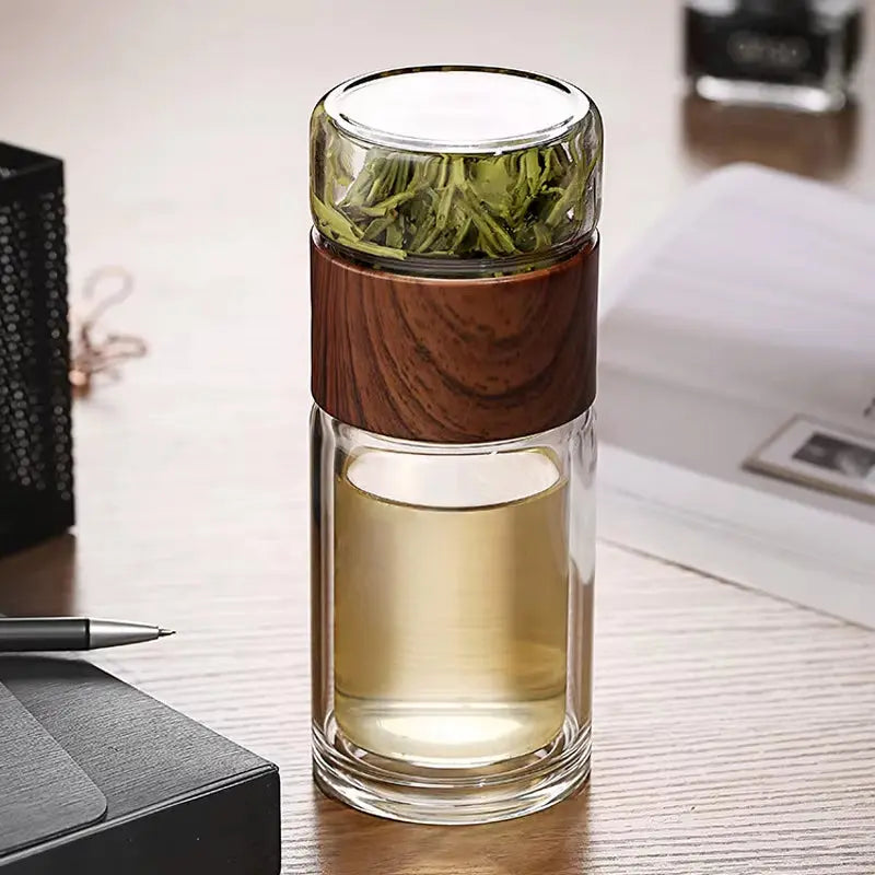 High Quality Double Glass Water Bottle with Case Tea Drink Bottle Infuser Tumbler Drinkware Waterbottle Eco-Friendly