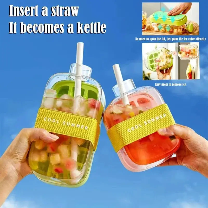 Ice Cube Tray With Lid - NO SPILL Ice Tray For Freezer - NO TOUCH Silicone Ice Cube Tray For Freezer With Straw + Cable Tie Mold upscaleclicks