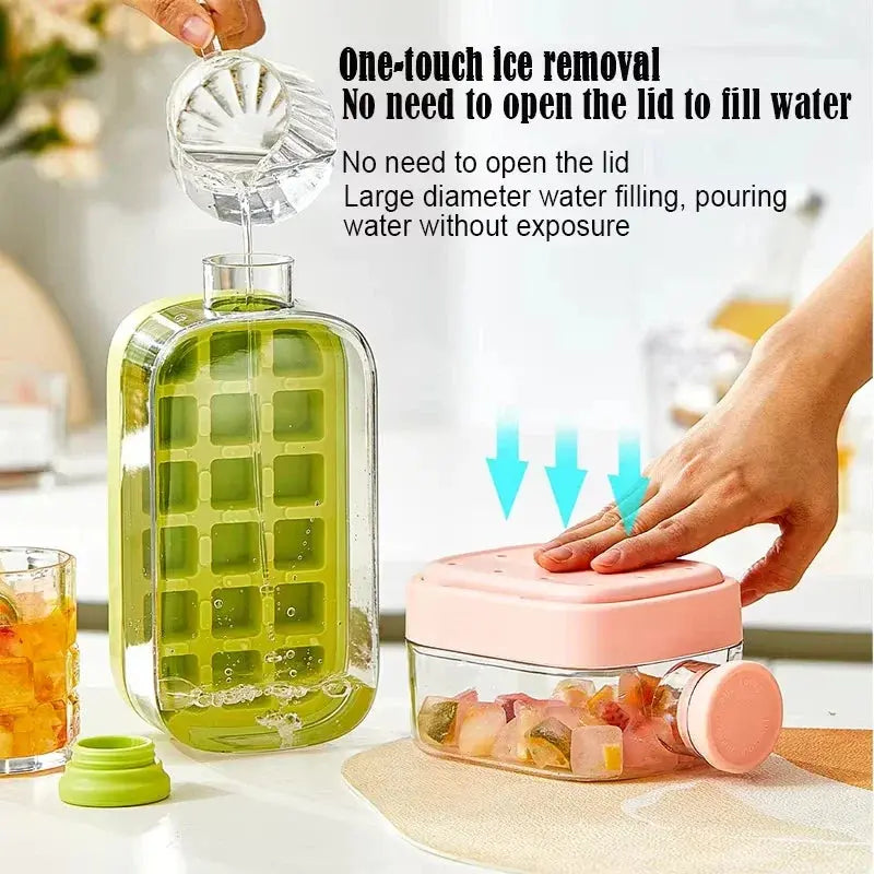Ice Cube Tray With Lid - NO SPILL Ice Tray For Freezer - NO TOUCH Silicone Ice Cube Tray For Freezer With Straw + Cable Tie Mold upscaleclicks