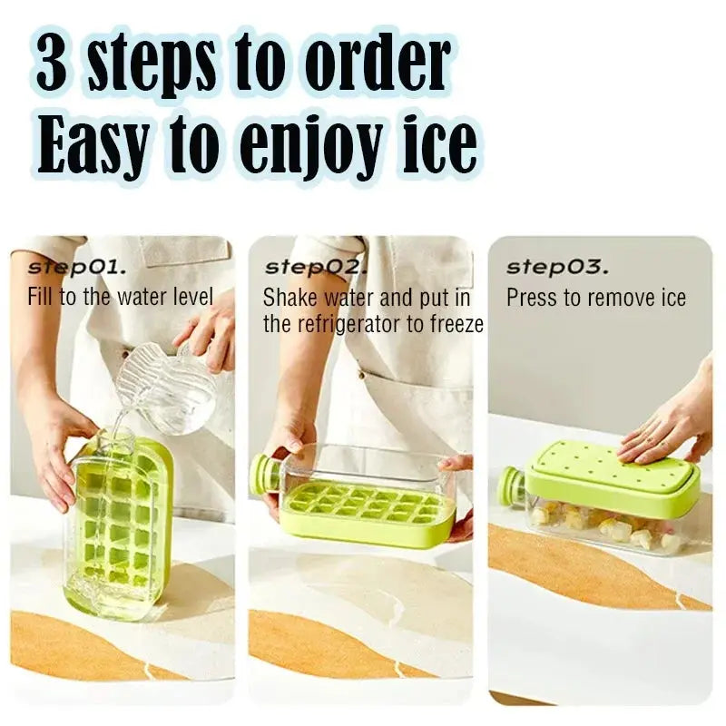 Ice Cube Tray With Lid - NO SPILL Ice Tray For Freezer - NO TOUCH Silicone Ice Cube Tray For Freezer With Straw + Cable Tie Mold upscaleclicks