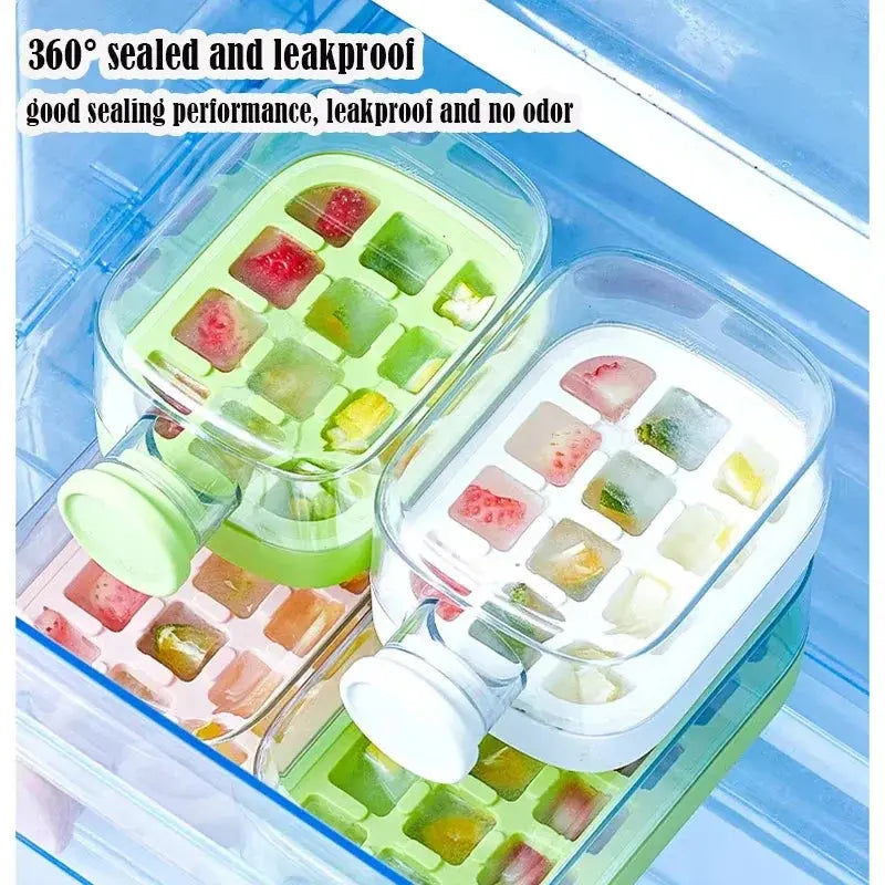 Ice Cube Tray With Lid - NO SPILL Ice Tray For Freezer - NO TOUCH Silicone Ice Cube Tray For Freezer With Straw + Cable Tie Mold upscaleclicks