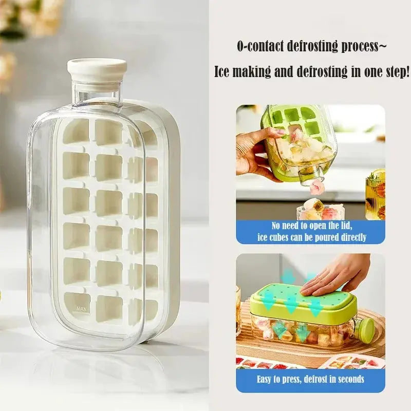 Ice Cube Tray With Lid - NO SPILL Ice Tray For Freezer - NO TOUCH Silicone Ice Cube Tray For Freezer With Straw + Cable Tie Mold upscaleclicks