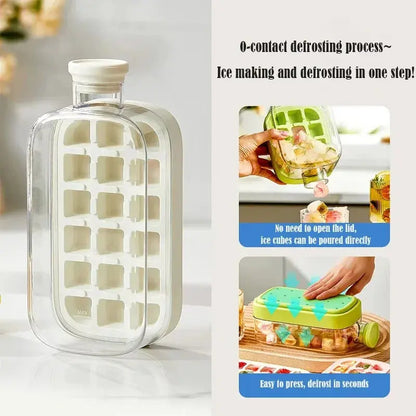 Ice Cube Tray With Lid - NO SPILL Ice Tray For Freezer - NO TOUCH Silicone Ice Cube Tray For Freezer With Straw + Cable Tie Mold upscaleclicks