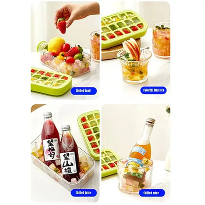 Ice Cube Tray With Lid - NO SPILL Ice Tray For Freezer - NO TOUCH Silicone Ice Cube Tray For Freezer With Straw + Cable Tie Mold upscaleclicks