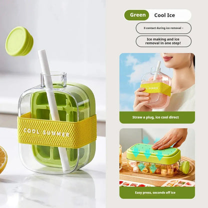 Ice Cube Tray With Lid - NO SPILL Ice Tray For Freezer - NO TOUCH Silicone Ice Cube Tray For Freezer With Straw + Cable Tie Mold upscaleclicks