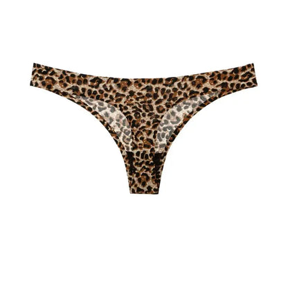 Ice Silk Leopard Women Panties Sexy G String Thong Seamless Underwear T Back Candy Color Girls Briefs Underpants Plus Size M-XXL upscaleclicks