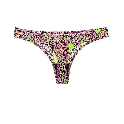 Ice Silk Leopard Women Panties Sexy G String Thong Seamless Underwear T Back Candy Color Girls Briefs Underpants Plus Size M-XXL upscaleclicks