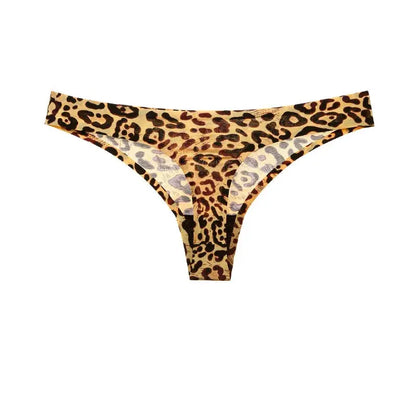 Ice Silk Leopard Women Panties Sexy G String Thong Seamless Underwear T Back Candy Color Girls Briefs Underpants Plus Size M-XXL upscaleclicks